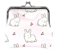 Personalized Cute Leather Adorable Rabbits Pink Kiss Buckle Money Coin Bag Girl, Adorable Pink Rabbits, Classic, Adorable Pink Rabbits, Classic, Adorable Pink Rabbits, Classic