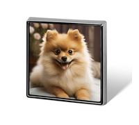 Personalized Cute Pomeranian Dog Lapel Pin for Men Women Cute Funny Square Brooch for Ease And Safe Aluminum Alloy Brooches Suit Dress Accessories Wedding Party
