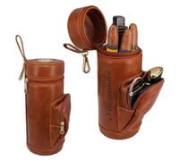 Personalized Cylindrical Hand Carry Cigar Case,Classy Cylindrical Hand Carry Cigar Case,Custom Cedar Wood Lined Travel Cigars Holder Humidor Kit Gifts for Fathers Boyfriends and Best Man