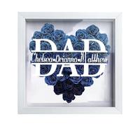 Personalized Dad Flower Shadow Box, Custom Heart Shaped Dried Flower Picture Frame, Dad Father's Day Gift from Daughter Wife Son, Birthday Gifts for Dad