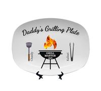 Personalized Dad Grilling Plate, Custom BBQ Daddy Grilling Platter,Fathers Day Grilling Plate Gift for Dad, Grill Gifts,BarbecueTray Plate Dishes Gift Ideas for Him Men Grandparent Dad (Style-02)
