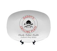 Personalized Dad Grilling Plate, Custom BBQ Daddy Grilling Platter,Fathers Day Grilling Plate Gift for Dad, Grill Gifts,BarbecueTray Plate Dishes Gift Ideas for Him Men Grandparent Dad (Style-03)