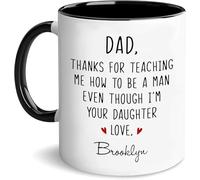 Personalized Dad Thanks For Teaching Me How To Be A Man Even Though I'm Your Daughter | Ceramic Coffee Mug | Father's Day Mug | Stylish Printed Design | Tea & Coffee Cup | 11oz | Black Two-Tone Design
