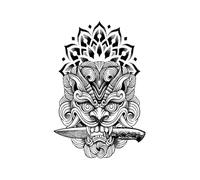 Personalized Dagger Lion Herbal Tattoo Stickers Durable And Waterproof