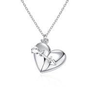 Personalized Dainty Arrow Through Heart Locket Necklace with Love Letter for Women Custom Love Letter Message Necklaces Memorial Jewelry Mother's Day Gift for Fiance Mom Wife