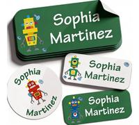 Personalized Daycare Name Labels for Kids (135 Labels) Custom Waterproof Name Stickers for Child Clothing Tag, Water Bottles,Camp，Lunch Boxes and School Supplies (Metal Man)