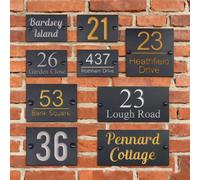 Personalized Deep Engraved Slate House Sign Plaque | Natural Slate Address Sign | 4 Sizes, 4 Font Colors | Pre-Drilled with Fixings | Outdoor Home Name Number Plate | Gift for Housewarming New Home