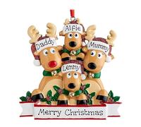 Personalized Deer Christmas Ornaments - 50g Christmis Tree Decoration | Personalize Reindeer Family | Deers Familia Of Three To Eight Members, Customizable For Seasonal Home Decor