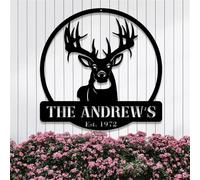 Personalized Deer Head Metal Wall Art,Custom Elk Hunter Family Name Signs,Customized Deer Hunting Name Signs for Wall Decor,Metal Wall Decor,Metal Signs for Outdoor,Unique Housewarming Gifts