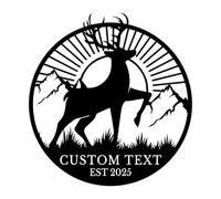 Personalized Deer Head Metal Wall Art,Personalized Deer Head and Gun Metal Wall Art,Custom Name Signs for Home (Style-7)