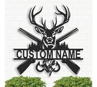 Personalized Deer Hunting Metal Sign, Custom Outdoor Hunter Name Plaque, Cabin Wall Decor, Hunter and Angler Gift, Metal Signage for Outdoor Enthusiasts, Hunting and Fishing Gift, 8-24 Inch