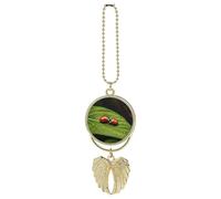Personalized Deer Hunting Season Car Rearview Mirror Ornament Double Side Custom Photo Picture Car Hanging Pendant Accessories Alloy Angel Wings Vehicle Decoration Golden
