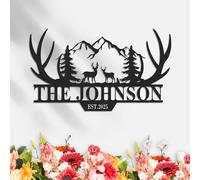 Personalized Deer Metal Cabin Sign, Metal Signs Customized, Custom Camping Signs, Outdoor Metal Wall Art, Hunting Decor for Home, Family Name Sign, Deer Hunter Gift, Cabin Decor
