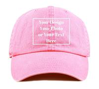 Personalized Denim Hat Custom Your Design Logo Vintage Washed Unisex Adjustable Baseball Cap, Pink, M