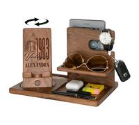 Personalized Desk Organizer with Rotating Phone Stand: A Unique Handmade Birthday Gift for Men - Perfect for Milestone Celebrations like 30th, 40th, 50th, 60th, 70th. Ideal Gifts for Dad, Boyfriend