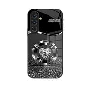 Personalized Diamond Heart Ring Magnetic Tempered Glass Case S25, Diamond Heart Ring Tempered Glass Case for Samsung S25/S24/23 Ultra (S23 Plus,Gray)