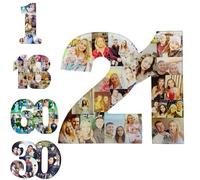 Personalized Digital Photo Collage Frame, Custom 2 Digits & 1-20 Photos Family Couple Photo, Acrylic Picture Frame Age Home Decor Gift for Anniversary Birthday Party Decorations (A)