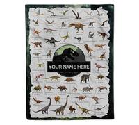 Personalized Dinosaur Blanket with Name - Custom Baby Gift for Newborns