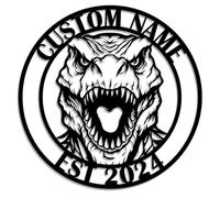 Personalized Dinosaur Metal Sign - Custom Name T-Rex Head Wall Art - Metal Wall Decor for Boys Room, Game Room, Garage, or Outdoor Spaces
