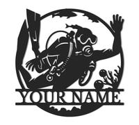 Personalized Diving Metal Sign , Custom Water Sport Wall Art, Diving Decor, Gift for Divers, Diving Sport Sign,Diving Lover Gift,Pool House Decor,Beach Wall Art，Personalized Scuba Diver Name Sign