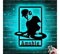Personalized DJ Disc Music Metal Wall Art, Custom name DJ player Room Decor sign with LED lights, DJ Headphones Led Neon Light,Dj gift, Dj wall hanging decor, Home Music Club Decoration