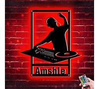 Personalized DJ Disc Music Metal Wall Art, Custom name DJ player Room Decor sign with LED lights, DJ Headphones Led Neon Light,Dj gift, Dj wall hanging decor, Home Music Club Decoration