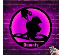 Personalized DJ Disc Music Metal Wall Art, Custom name DJ player Room Decor sign with LED lights, DJ Headphones Led Neon Light,Dj gift, Dj wall hanging decor, Home Music Club Decoration