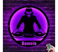 Personalized DJ Disc Music Metal Wall Art, Custom name DJ player Room Decor sign with LED lights, DJ Headphones Led Neon Light,Dj gift, Dj wall hanging decor, Home Music Club Decoration