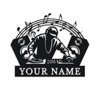 Personalized DJ Metal Sign, Custom Name Music Wall Art, Disc Jockey Studio Decor, Turntable Themed Gift, Party Room Plaque, DJ Birthday Present, Retro Music Studio Art (Style-1)