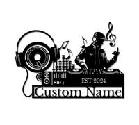 Personalized DJ Metal Wall Art - Custom Turntable Name Sign for Music Studios, Bedrooms & Man Caves - Unique Gift for Hip-Hop Lovers & DJs (Style-1)