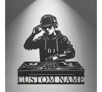 Personalized DJ Metal Wall Art - Custom Turntable Name Sign for Music Studios, Bedrooms & Man Caves - Unique Gift for Hip-Hop Lovers & DJs (Style-6)