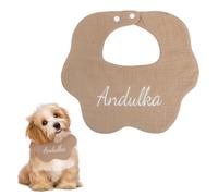 Personalized Dog Bandana, Embroidered Dog Bib, Costume Dog Scarf Pure Cotton Pet Bandana Petal Dog Neckerchief with Adjustable Convenient Snaps for Small Dogs & Cats (Brown)