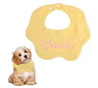 Personalized Dog Bandana, Embroidered Dog Bib, Costume Dog Scarf Pure Cotton Pet Bandana Petal Dog Neckerchief with Adjustable Convenient Snaps for Small Dogs & Cats (Yellow)
