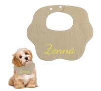 Personalized Dog Bandana, Embroidered Dog Bib, Costume Dog Scarf Pure Cotton Pet Bandana Petal Dog Neckerchief with Adjustable Convenient Snaps for Small Dogs & Cats (Khaki)