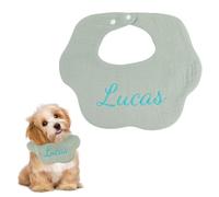 Personalized Dog Bandana, Embroidered Dog Bib, Costume Dog Scarf Pure Cotton Pet Bandana Petal Dog Neckerchief with Adjustable Convenient Snaps for Small Dogs & Cats (Green)