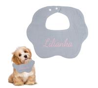 Personalized Dog Bandana, Embroidered Dog Bib, Costume Dog Scarf Pure Cotton Pet Bandana Petal Dog Neckerchief with Adjustable Convenient Snaps for Small Dogs & Cats (Light Blue)
