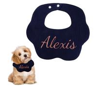 Personalized Dog Bandana, Embroidered Dog Bib, Costume Dog Scarf Pure Cotton Pet Bandana Petal Dog Neckerchief with Adjustable Convenient Snaps for Small Dogs & Cats (Dark Blue)