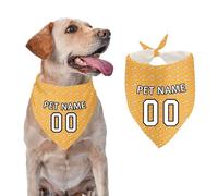 Personalized Dog Bandana with Name Number, Custom Dog Scarf Triangle Bibs Kerchief Football Sports Triangle Pet Bibs for Small Medium Large Puppy Cats