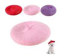 Personalized Dog Beret Hat with Custom Embroidered Name, Custom Text Hats for Dogs Cats, Customised Wool Pet Cap for Small Medium Large Dogs and Cats, DIY Christmas Birthday Gifts (Pink)