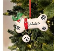 Personalized Dog Bone Christmas Ornament 2025, Custom Resin Hanging Dog Bone Ornament for Xmas Tree Pendant Decoration (A)