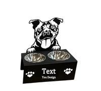 Personalized Dog Bowl Stand with Stainless Steel Bowls, Black MetalFrame,AccordingToYourPet'SName,SuitableForLargeAndSmallVarieties Gift for Pet Lovers