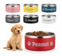 Personalized Dog Bowls with Name, Custom Stainless Steel Pet Bowl, Engraved Heavy Duty No Slip Food Water Bowl for Puppy Cat, Customized Metal Bowls for Small Medium Large Pets, 16 OZ, 32 OZ, 64 OZ