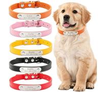 Personalized Dog Cat Collar PU Leather Engravable ID Tag Breakaway Safety | Custom Engravable PU Leather Dog Collar. Safety buckle, soft & durable. Perfect ID gift for dogs & cats. Adjustable sizes