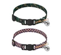 Personalized Dog Collar Adjustable Custom Print Male Dog Collars 2 Packs Luxury Dragonfly Green Gold and Black Violet Blush Pink Gold and Black Ribbon