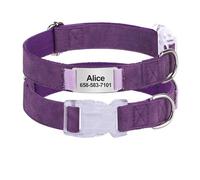 Personalized Dog Collar Custom Engraved Pet Name Collar With Anti-lost ID Plate(Black 4,S)