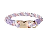 Personalized Dog Collar Custom Engraved Pet Name Number Soft Braided Cotton Rope Collars and Leash for Smal and Medium Boy Girl Dogs (Unicorn)