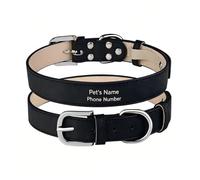 Personalized Dog Collar | Custom Pet Leather Collar with Name | Integrated 3D Hot Stamped Pet Collar | No Extra Tag Needed | No-installation required | No Falling, No Noise, No Fading