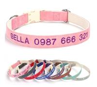 Personalized Dog Collar - Embroidered Name & Phone Number - 8 Color Choices - Durable, Lightweight & Washable(B,L)