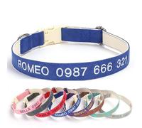 Personalized Dog Collar - Embroidered Name & Phone Number - 8 Color Choices - Durable, Lightweight & Washable(E,XL)