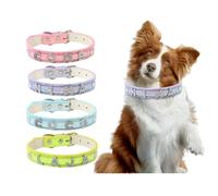 Personalized Dog Collar for Girls Boys, Smooth Pu Leather Custom Dog Collars with Rhinestone Personalized Name Letters, Custom Diy Name Dog Collar and Leash Set for Small Medium and Large Dogs